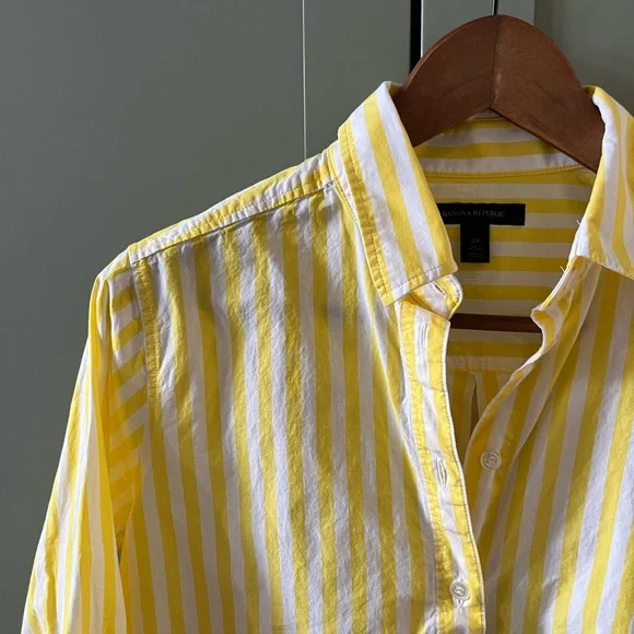 Yellow Striped button up - Picture 2 of 5